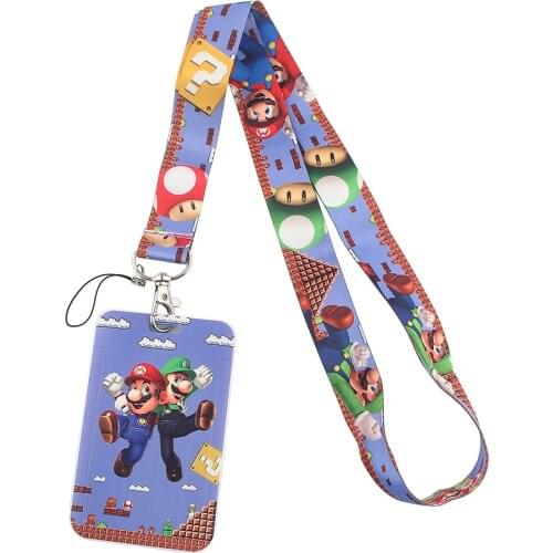 ER646 Game Character Brothers Cartoon Lanyard Card Holder Student Hanging Neck Phone Lanyard Badge Subway Access Card Holder