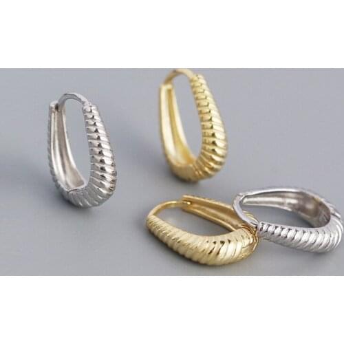 European Ins Hot Earrings Korean Simple Style Metal Wind Hemp Pattern Earings For Women Fine Jewelry Solid 925 Sterling Silver