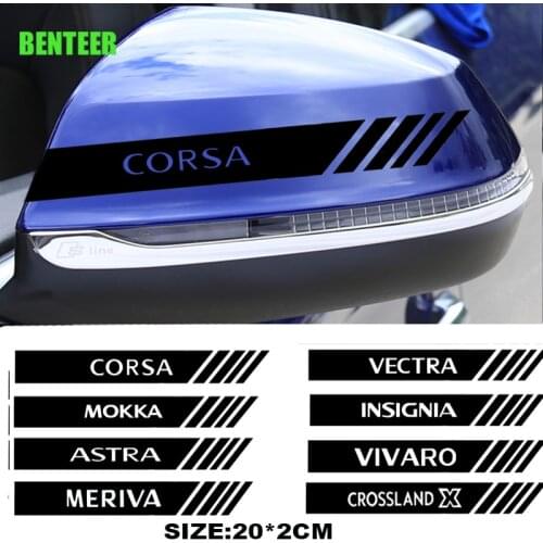 2pcs Car Rearview Mirror Sticker For Opel OPC Astra Insignia Corsa Mokka Vectra Meriva Vivaro Crossland X