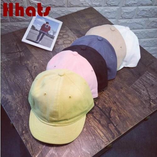 Cotton Short Brim Baseball Cap For Women Men Solid Soft Brim Snapback Hat Female Vintage Trucker Hat Retro Male Cap Gorras