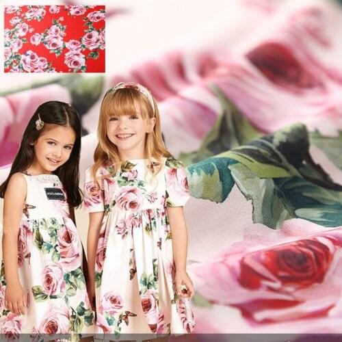 Digital printed cotton fabric meter 135 cm width printed dress cotton fabric handmade DIY rose fabric wholesale cotton cloth