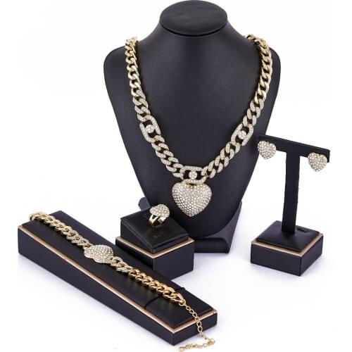 2021 Jul Afirca jewelry set for women Ring Bracelet Necklace Earring Alloy jewelry sets for Wedding New Trend Fahsion jewelry