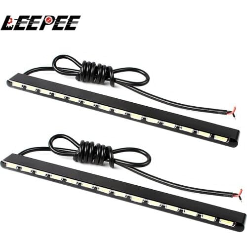 LEEPEE 2pcs Car DRL 14 LEDs SMD Fog Light Daylight Led Strip 7030 Waterproof Daytime Running Light Car Styling