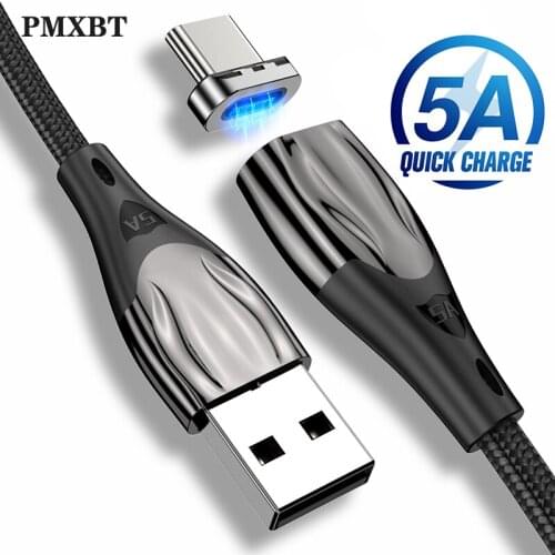 5A USBC SuperCharger Magnetic Cable QC4.0 QC3.0 1M Fast Charging Phone Type C Cable For Huawei Mate 30 20 P30 Xiaomi Magnet Cabo