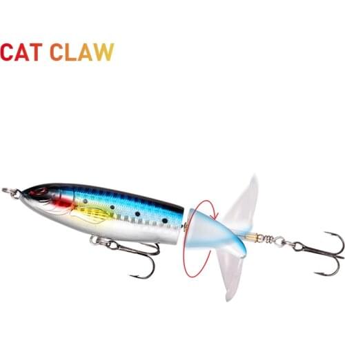 MaoKe 1PCS 13g/100mm 20g/120MM With Propeller Topwater Fishing Lure Artificial Bait Hard Soft Rotating Tail Fishing Tackle Geer