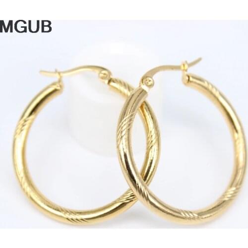 Diameter 20-50MM Circle Small Hoop Earrings With Gold Color Simple Earring For Women Stainless Steel Jewelryy LH819