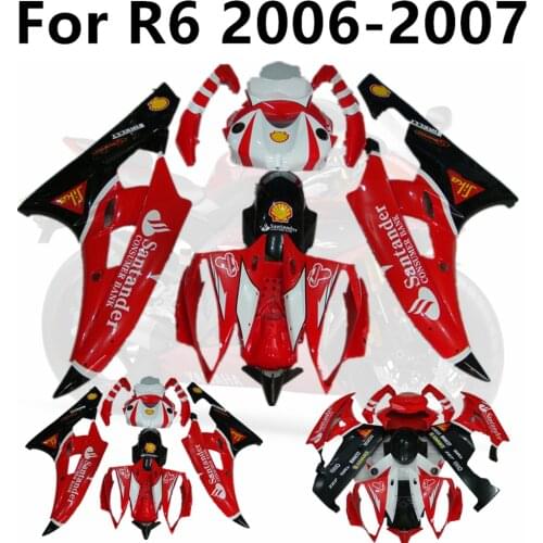 Motorcycle for YAMAHA YZF1000 06 07 Full Fairing Kits R6 2006 2007 Bodywork Cowling Kit Injection ABS Red Flower Sticker