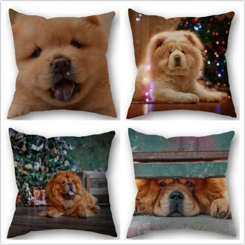 Custom Chow Cotton Linen Square Zippered Pillow Cover For Office Family Customize Your Picture 45*45cm