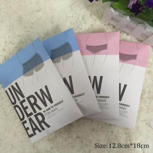 Underwear Packaging Paper Bag, Cardboard paper packaging, Undergarment packaging Blue Pink 12.8cm *18cm 50PCS
