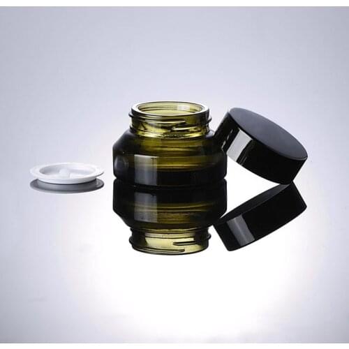 New 15g 30g Pots Portable Travel Green Mini Empty Glass Jars Container Refillable Bottles Cream Makeup Storage Bottle 100pcs/lot