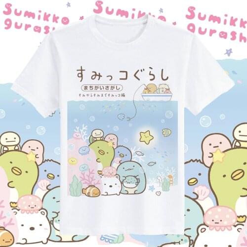 2021 New Anime Sumikko Gurashi Cotton T Shirt Women Student Cartoon T-shirts Summer Clothes Top Tees O Neck Short Sleeve XS-4XL