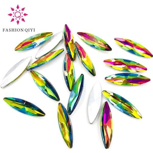 New arrival 4X15mm Horse eye Glass Crystal Rainbow pointback loose rhinestones 50pcs diy nail art/phone/Clothing accessories