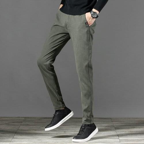 New Mens Casual Pants Autumn Winter Designer Solid Color Plus Size Slim Stretch Pants Men Sweat Pants
