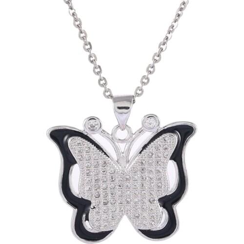 Fashion Jewelry Shining Zircon Butterfly Necklace For Women Accessories Diy Micro Pave Animal Charms Necklaces Pendants Bijoux