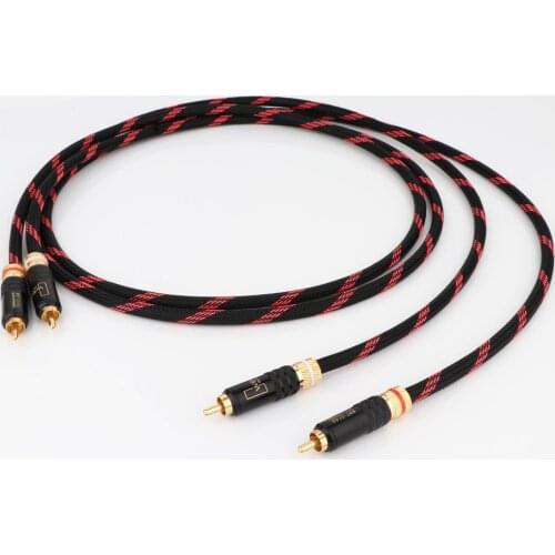 Pair OCC Copper Interconnect Signal Cable With Gold Plated WBT-0144 RCA Connector Plug