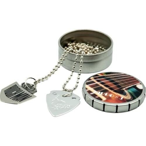 Practical Stainless Steel Guitars Bass Pick Plectrums Pendant Necklace + Storage Case