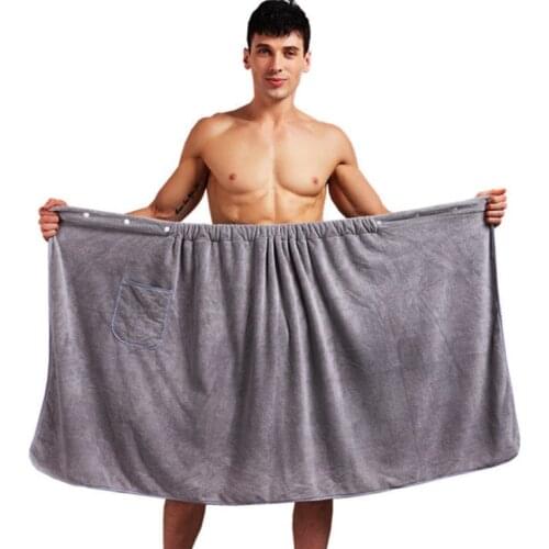 Simple household coral plush thick bath towel fashion mens bathrobe home dress adult bath skirt bath towel