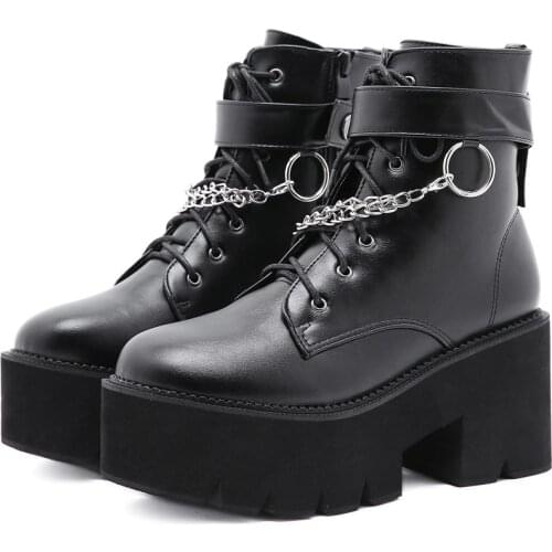 RASMEUP 2020 Women Winter Warm Genuine Leather Womens Platform Chunky Shoes Zipper Casual Lace up Comfortable Fashion Boots