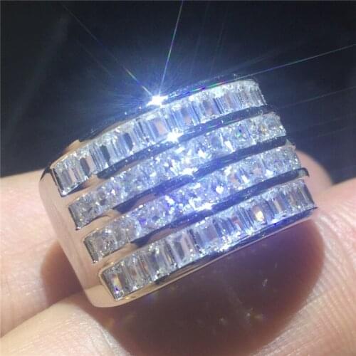 Luxury ring 925 Sterling silver T shape AAAAA Cubic Zirconia Engagement Wedding Band Rings for women men Party Jewelry