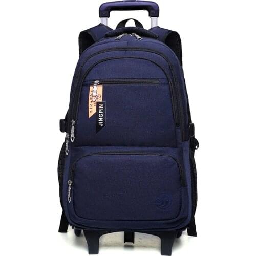 Removable School Backpack Trolley 2/6 Wheels backpack Waterproof children School Bag boys Kids large capacity Luggage bags