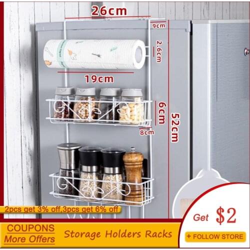 Refrigerator Side Storage Holders Racks Multi-Layer Kitchen Supplies Multifunctional Household Side Wall Storage Rack Durable