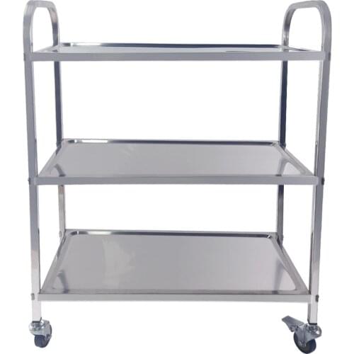 Tier Trolley Cart Stainless Steel Storage Trolley with PVC Wheels for Catering Hotel Restaurant