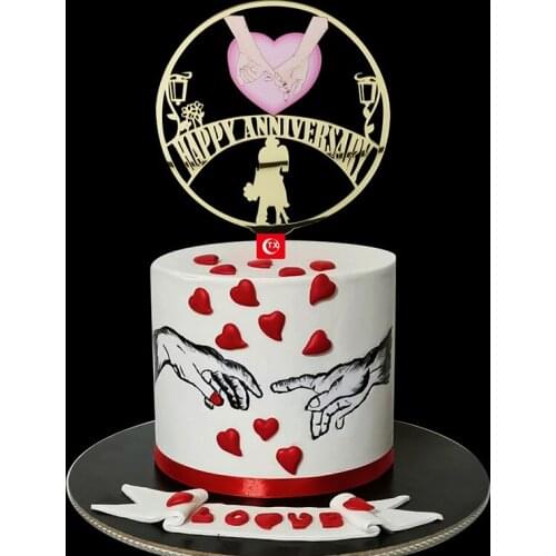 Bride&Groom Wedding Anniversary Cake Toppers Acrylic Color Anniversary Cake Topper for Wedding Anniversary Party Cake Decoration