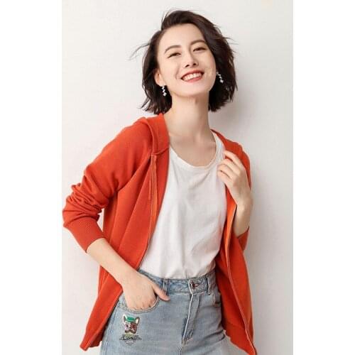 Spring Autumn Women Knitted Cardigans Casual Loose Hooded Sweater Cardigan Jacket Female Long Sleeve Coat Tops Plus Size AB1514