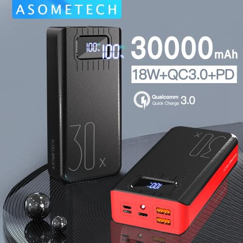 18W PD QC3.0 Quick Charge Power Bank 30000mAh Portable External Battery Two-way Fast Charging Powerbank For iPhone Samsung Mi
