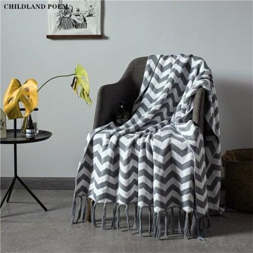 Nordic Knitted Blankets Tassel Woven Sofa Throw Blanket Cotton Baby Crib Stroller Bedding Quilt Blankt Bedspread Chunky Blankets