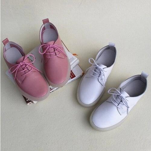 Womens Shoes Platform Lace up Ladies Flat Shoes 100% Authentic Leather Flat Shoes Women Transparent Flat Sole (2016-1)