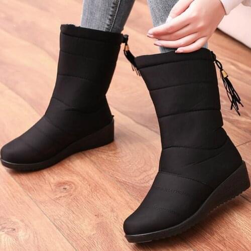 Ankle Boots Women Winter Snow Boots Female Faux Fur Plush Booties Waterproof Shoes For Women Black Down Boots Botas Femininas
