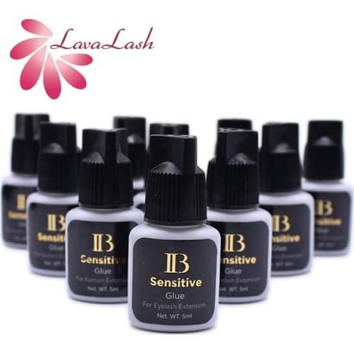 10 Bottles IB Sensitive Glue Professional Individual Eyelash Extension Black Cap 5ml Low Irritation Lash Glue Wholesale Makeup
