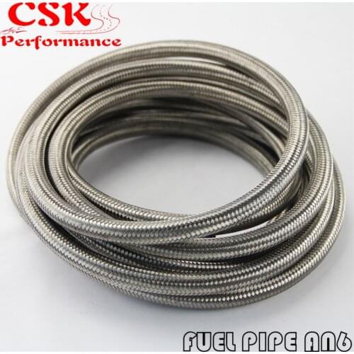 10M STAINLESS STEEL BRAIDED 1500 PSI -6AN AN6 6-AN OIL/FUEL LINE/HOSE 10 METER 33FT 33 FEET