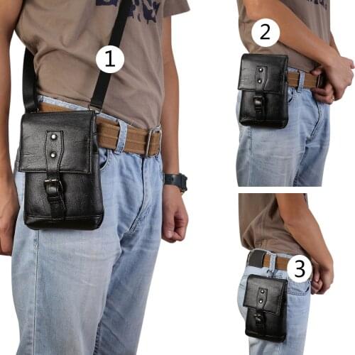 3in1 Mens Soft Litchi PU Leather Wallet Case Fanny Pack Man Waist Belt Clip Hip Bum Messenger Shoulder Bag Crossbody Phone Bag