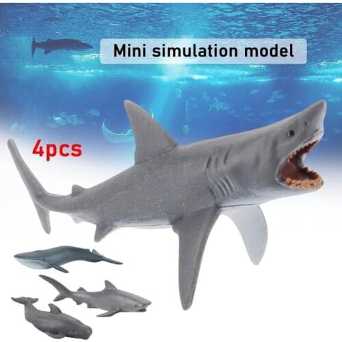 4pcs Sea Life Savage Megalodon Walvishaai Model Action Figure Plastic Ocean Marine Dier Educatief Collection Toy Kids Gift