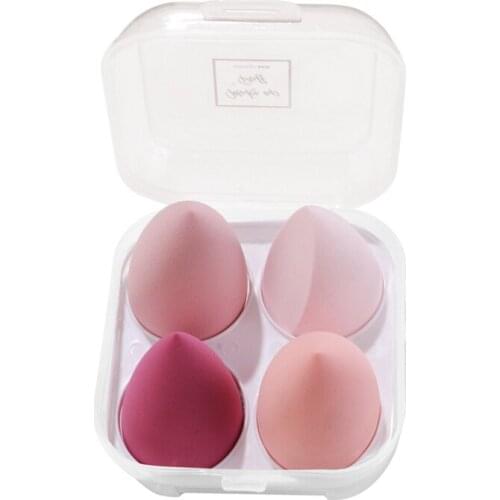 4pcs Gourd Water Drop Puff Makeup Puff No Powder Drop Powder Puff Gourd Egg Stand Box Sponge Egg Makeup Tool Set Wet And Dry Use