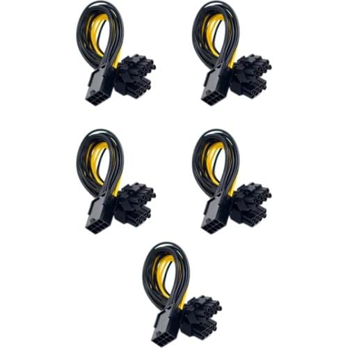 5Pcs/Lot PCI-E PCIE 8P Female to 2 Port Dual 8Pin 6+2P Male GPU Image Video Card Miner Power Extension Cable Cord