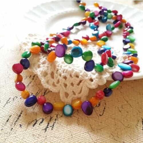 6-9MM 130Pcs/Lot Oval Colorful Natural Freshwater Shell Loos Bead Strands Jewelry Beads