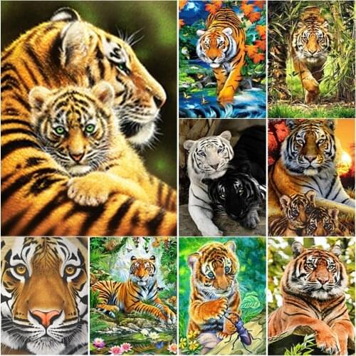 New 5D DIY Diamond Painting Full Square Round Drill Tiger Diamond Embroidery Animal Cross Stitch Crafts Home Decor Art Gift