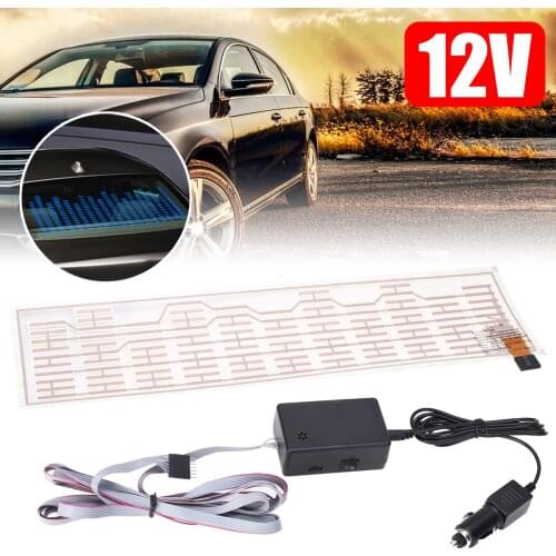 45x11cm Car Sticker Music Rhythm LED Light Car Rhythm Flash Lamp Sound Activated Equalizer Blue with Controller Charger Cable