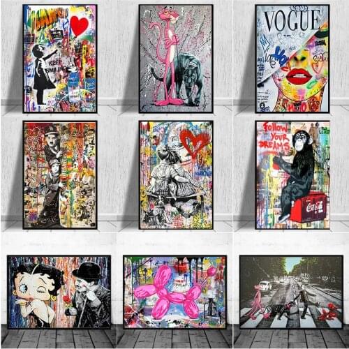 Large Size Banksy Art Canvas Painting Poster and Print Funny Monkey Graffiti Street Art Wall Picture for Modern Home Room Decor