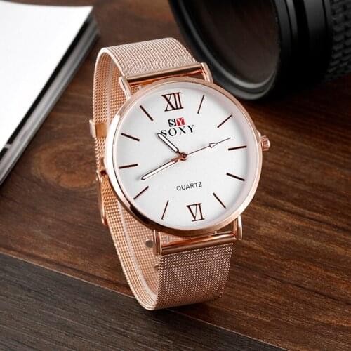 Fashion Watch SOXY Brand Rose Golden Luxury Business Steel Watches Men Retro Reloj Hombre Quartz Wrist watch Clock Relogio