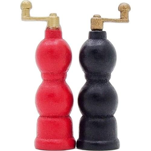 Odoria 1:6 Miniature 2PCS Wooden Salt Pepper Seasoning Grinder Dollhouse Kitchen Accessories