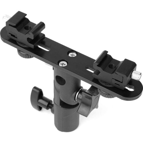 Top Deals Dual Flash Bracket Hot Shoe Speedlight Stand Umbrella Holder Light Stand Bracket Mount 1/4 inch To 3/8 inch