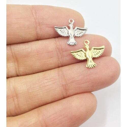 Eruifa 30pcs 14mm Eagle Finding Dangling Leaf DIY Charms Pendant silver and Gold Jewelry handmade DIY 2 colors