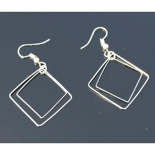 ES2010 Drop Earrings For Women Minimalist Double Square Dangle Earring Brincos Geometric Bijoux pendientes mujer One Direction