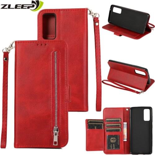 Flip Leather Case For Samsung Galaxy S21 S20 FE S10 E S9 S8 S7 Edge Note 20 Ultra 10 9 8 Plus A91 A81 Zipper Holder Phone Cover