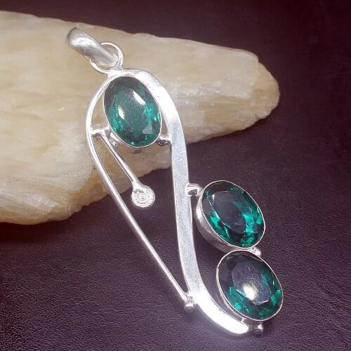 Gemstonefactory Jewelry Big Promotion 925 Silver Fashion Trendy Shiny Green Topaz Women Ladies Gifts Necklace Pendant 1160