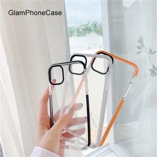 GlamPhoneCase Solid Color Border Phone Case For iPhone12Pro/max 11Pro/Max XS Max XR Soft Silicone Cover For iPhone11 7 8Plus Ca